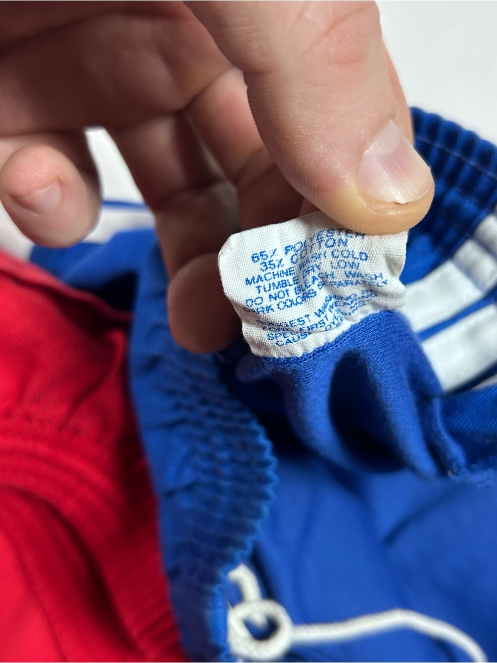 adidas Men's Athletic Shorts - Red & Blue with White Stripes - Picture 4 of 9